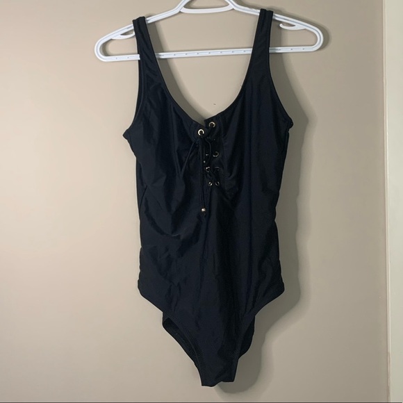 Women’s black one piece tie up  swim suit - Picture 3 of 5
